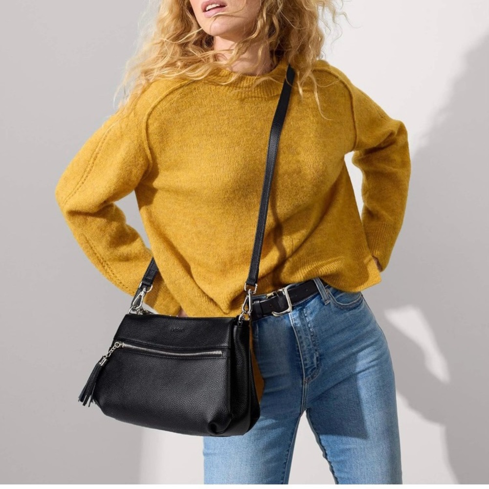 Befen black genuine leather silver hardware crossbody bag